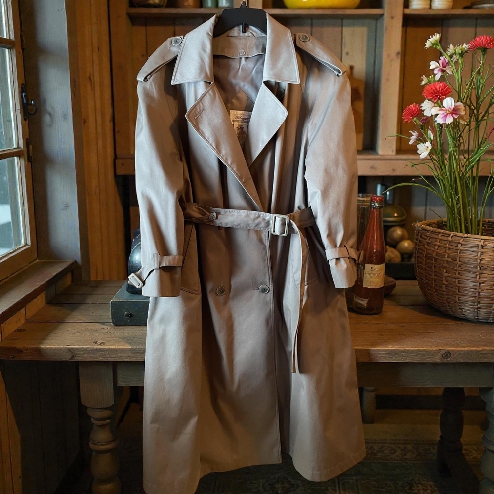 VTG 80s 90s Womens Worthington Trench Coat Size 18WP Petite Thermolite Cape Cod